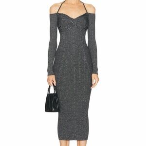 MOSCHINO JEANS Long Sleeve midi Dress in Multi Black XS NWT